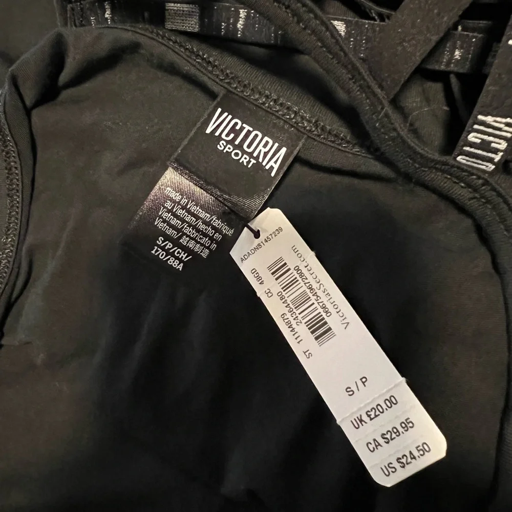 NWT Victoria’s Secret Sport Silver Shimmer Black Strappy Tank Top $25 - Picture 7 of 9